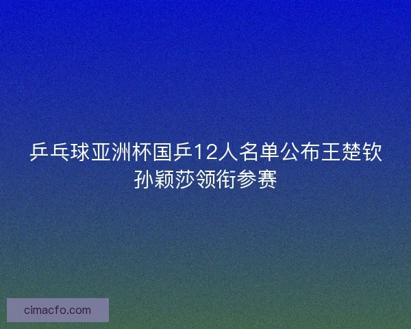 乒乓球亚洲杯国乒12人名单公布王楚钦孙颖莎领衔参赛